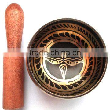 High Quality Colored Buddha Eye Meditation Healing Tibetan Singing Bowl