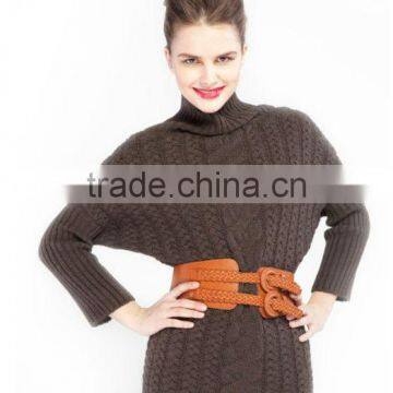 OEM Ladies Fashion High Collar Vantage Woman Slim Pullover Sweater