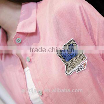 Oversized Ladies Sheer Cotton Designer Shirts Fashion Side Slits Ladies Long Shirts