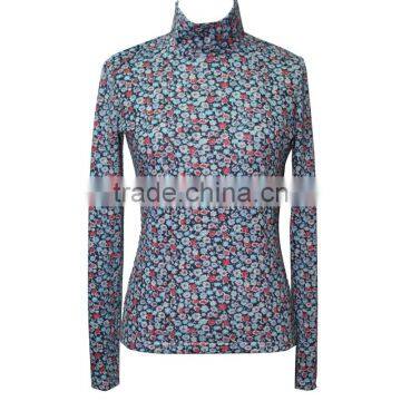 Women Clothing Plus Size Long Sleeve Shirt Garment High Collar Floral Print Laides Blouse Winter photo-3