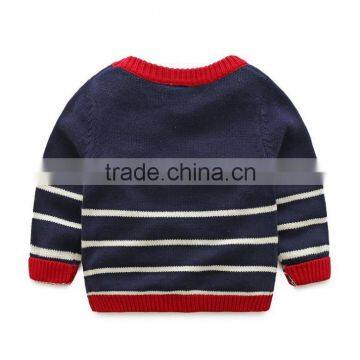 Latest Brand Kids Boy Pullover Cartoon Striped Cotton Sweater photo-3