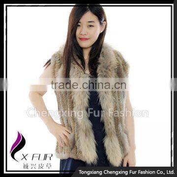 CX-G-B-198C Wholesale Price Hot Sale Ladies Genuine Rabbit Fur Vest