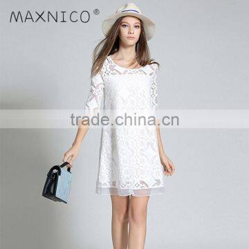 Maxnegio white lace women's fashion vestidos casuales summer dress