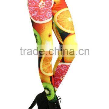 MGOO Latest Designs Soft Yoga Polyester Pants Custom Print Women Legging High Waist Fruit Print Pants photo-2