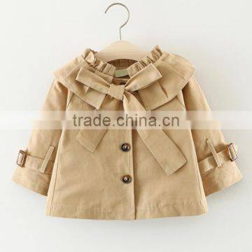 Zm40652b Plain Korean Design Children New Trench Coat Girls Cotton Wind Coat photo-3