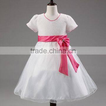 2016 Europe and the United States export lotus skirt bow dress pure color children's dress wholesale