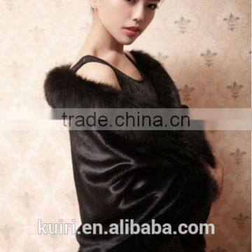 Elegant Mink Fur Wedding Shawl for Bridal Dress Winter Fashion Wide Plush Woman Faux Fur Shawl photo-4