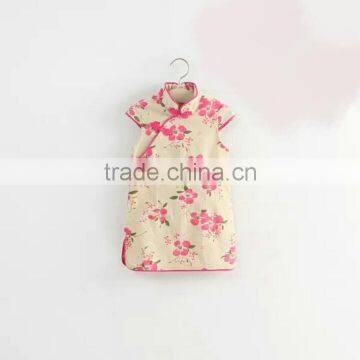 Wholesale - Girls Floral Print Dress 2016 New Style Casual Dress Big Children Girls owl cotton QiPao