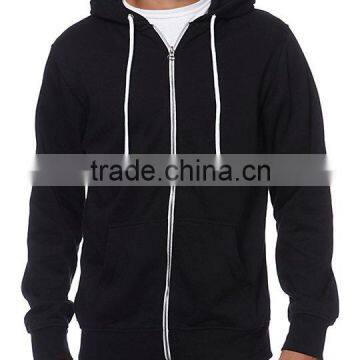 High Quality Black Solid Zip Up Hoodie