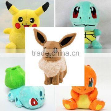 walson instyles copyright 5PCS Pokemon Plush Toys Pikachu Bulbasaur Squirtle Charmander Eevee Action Set