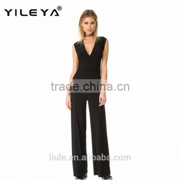 Latest design women jumpsuit onepiece jumpsuit V neckline