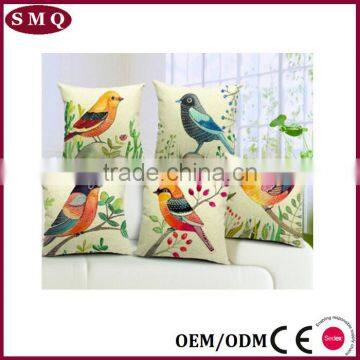 Europe Bird Printing Simple Cute Natural Linen Pillow Case photo-5