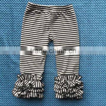 XF-239 wholesale 100% cotton kids striped icing triple ruffles legging pants