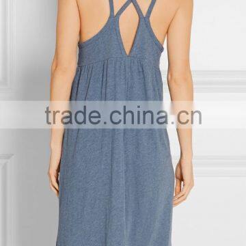 High Quality Soft Pima Cotton Nightdress Woman Nightwear Sleepwear With Crisscross Back Straps Design photo-3