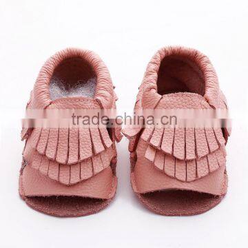 100% Cow Leather Baby Summer Fringed Moccs photo-6