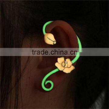 Punk Style Glow in the Dark Earrings Cuff Luminous Flower Ear Wrap