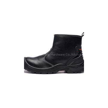Long Cut Black Leather Waterproof Work Shoe