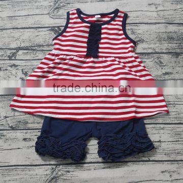 Striped Children Summer Boutique Outfits Sleeveless Shirts Icing Shorts Clothing Set M7042005