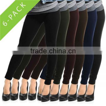 6pk Fleece-Lined Leggings Opaque Footless Winter Warm Adult One Size Stretch