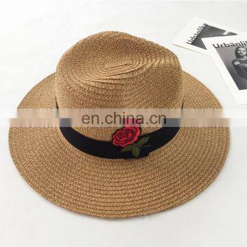 Rose Straw Hat Topee Beach Hat