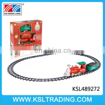 Christmas gift electric plastic smoking train toy with light and music