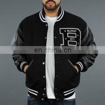 Wool Body with leather sleeve varsity jacket/letterman varsity jacket