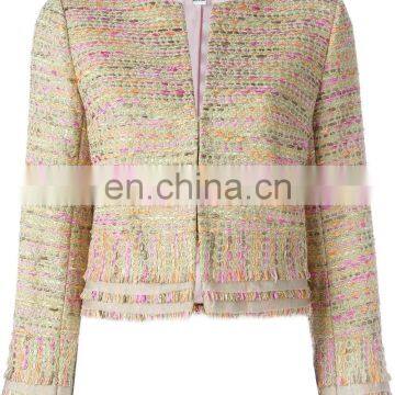 MIKA2443 Collarless tweed jacket