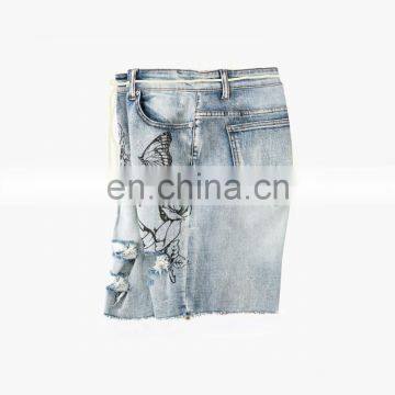DiZNEW OEM Custom Denim Hand Printing Art Mens Bermuda Jeans Shorts photo-5