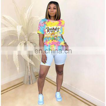 Hot Selling 2020 New Arrival Women's Casual Fashion Cartoon Placement Full Body Printed Short Sleeve t Shirts photo-6