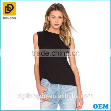 Simple design plain black sleevless casual tank tops