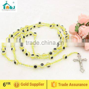 Hot sale religious catholic alloy plastic rosary bead necklace