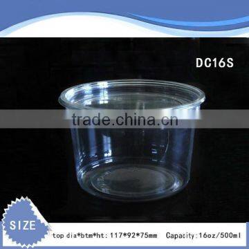 DC16S 16oz500ml PET bowl, plastic deli cup,plastic food container,plastic round container