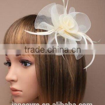 Custom Design Hairclip Flower Fascinator Headpiece With Feather photo-5