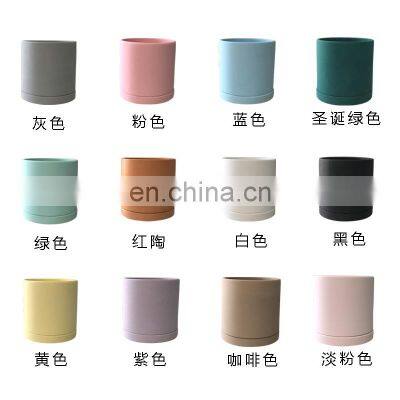Outdoor Indoor Garden Nordic Round Cylinder Ceramic Terracotta Succulent Plant Planter Flower Pots With Drainage Hole and Saucer photo-5