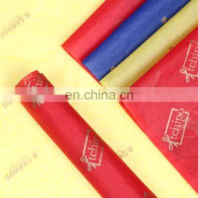 Custom Eco friendly Gold Printing Logo 17gsm-120gsm Colored Gift Wrapping Tissue Paper for Packaging