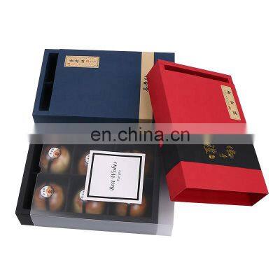 Egg-yolk Puff Drawer Kraft Paper Cookie Box with PET Cover Macaron Dessert Packaging Candy Snacks Packing Boxes for Cake Accept