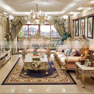 High quality Antique Gold 123 gold sofa combination Genuine leather sofa set