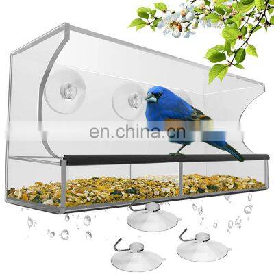 Wholesale Modern Style Strong 3 Suction Outdoors Window Acrylic Bird Feeders Outside