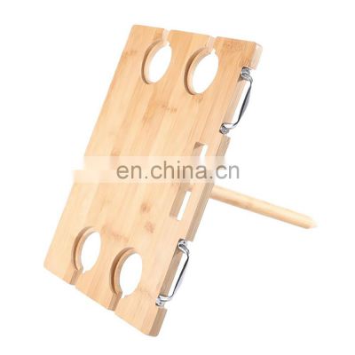 Portable Bamboo Wine Table for Picnic, Foldable Snacks Cheese Board