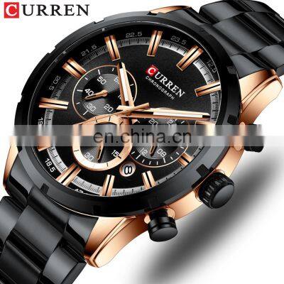 CURREN 8337 Mens Top Brand Luxury Chronograph Quartz Watches Auto Date Stainless Steel Business Wristwatch