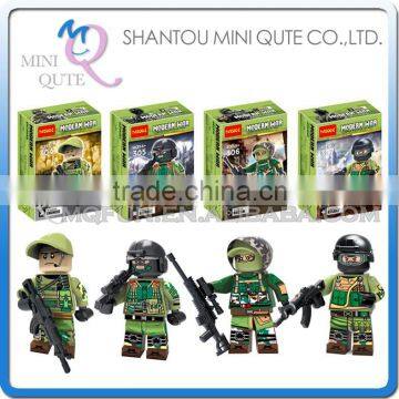 Mini Qute DECOOL 4pcs/set Military army Special Forces Swat building block action figure educational toy NO.0304-307