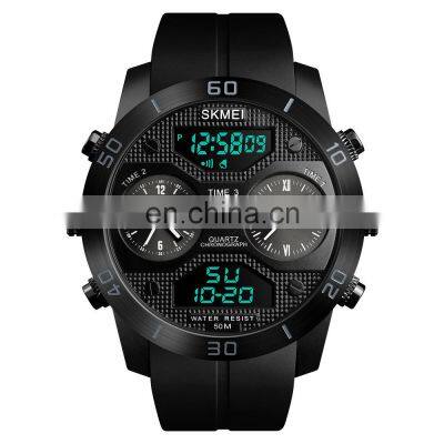 Luxury dual time big dial men wristwatch Skmei 1355 fashion reloj 50m waterproof black analog digital sport outdoor watches