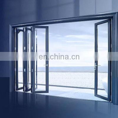 cheap Outdoor Exterior Bifold Doors Modern designs Aluminum Alloy Double Tempered Glass Bi Folding Door