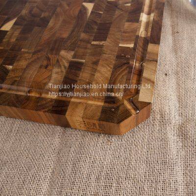 End Grain Food Meat Fruits Acacia Wooden Chopping Boards With Juice Groove Cutting Board