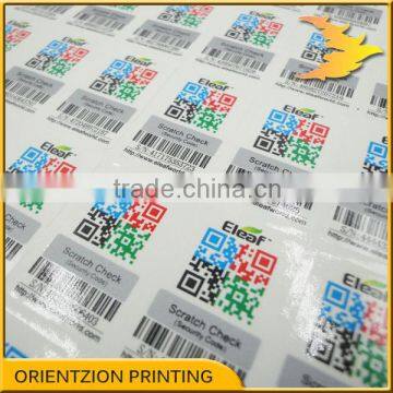 e.g. hologram, micro text, UV light, heat sensitive security label sticker