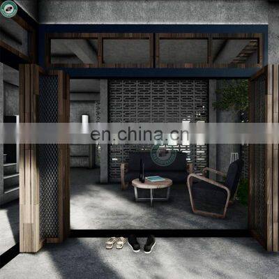New Prefabricated Industrial Concrete House Decorated With Wood Louvres 2 Storey Modern House in Thailand
