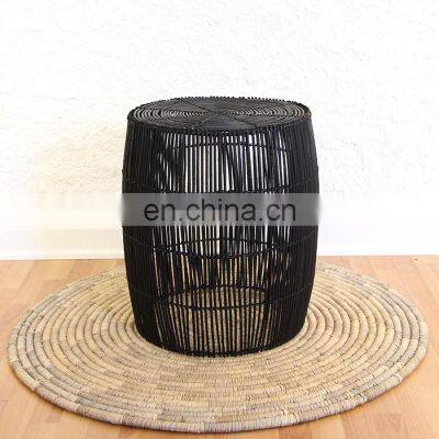 Black Woven Round Shape Natural Rattan Coffee Table High Quality Side Table Plant Stand Cheap Wholesale photo-2