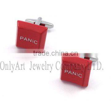 panic away cufflink/ letters theme cufflink