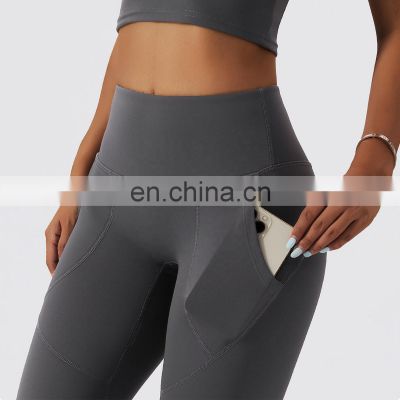 Winter Warm Fleece Yoga Fitness Leggings With Pockets Tiktok Curved Stitching Sports Pants