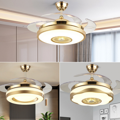 Golden invisible fan light, variable frequency ceiling fan light, dining room bedroom living room main light, minimalist ceiling mounted home decoration lighting fixture